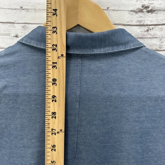 Lululemon Mens Shirt XL Blue Commission Chambray Casual Golf Oxford Stretch - Picture 7 of 9